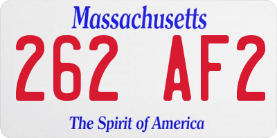 MA license plate 262AF2