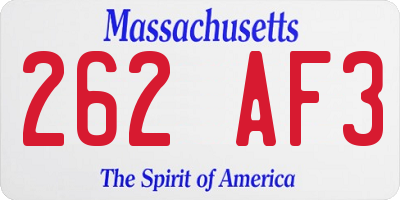 MA license plate 262AF3