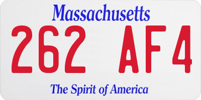 MA license plate 262AF4