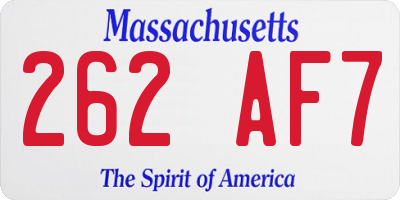 MA license plate 262AF7