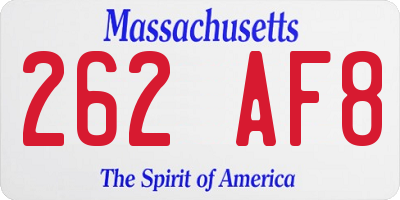MA license plate 262AF8