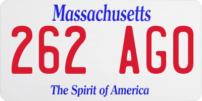 MA license plate 262AG0