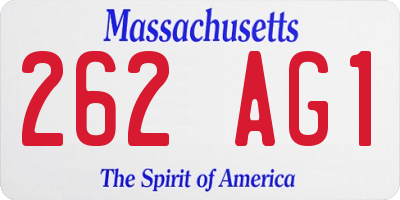 MA license plate 262AG1