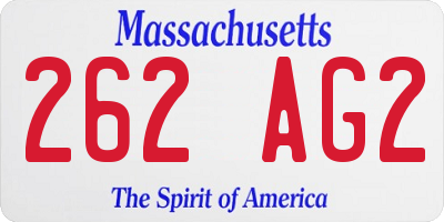 MA license plate 262AG2