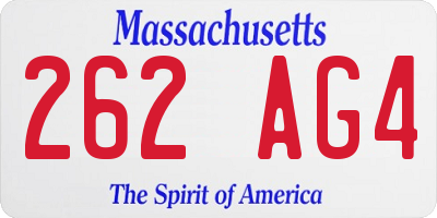 MA license plate 262AG4