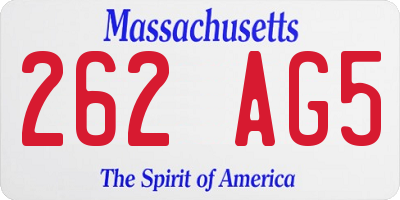 MA license plate 262AG5