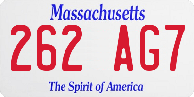 MA license plate 262AG7