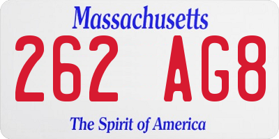 MA license plate 262AG8
