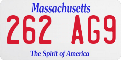MA license plate 262AG9