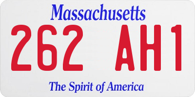 MA license plate 262AH1