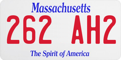MA license plate 262AH2