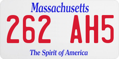 MA license plate 262AH5