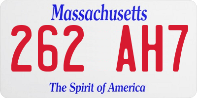 MA license plate 262AH7