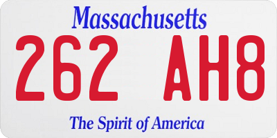 MA license plate 262AH8