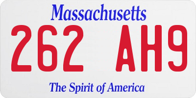MA license plate 262AH9