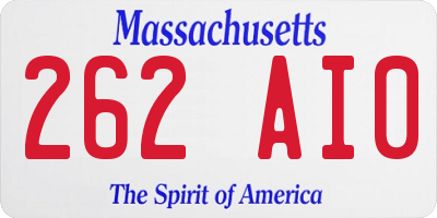 MA license plate 262AI0