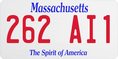 MA license plate 262AI1