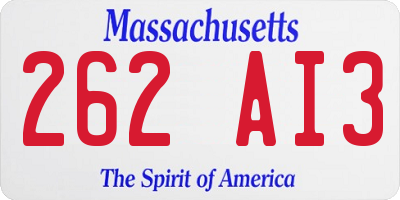MA license plate 262AI3