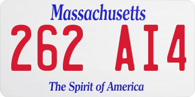 MA license plate 262AI4
