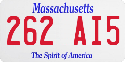 MA license plate 262AI5