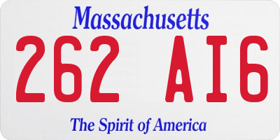 MA license plate 262AI6