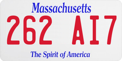 MA license plate 262AI7