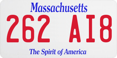 MA license plate 262AI8