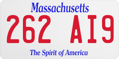 MA license plate 262AI9