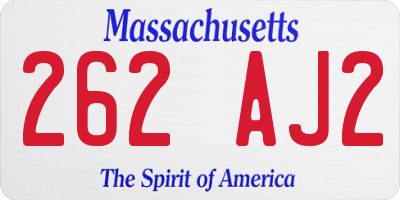 MA license plate 262AJ2
