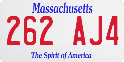 MA license plate 262AJ4