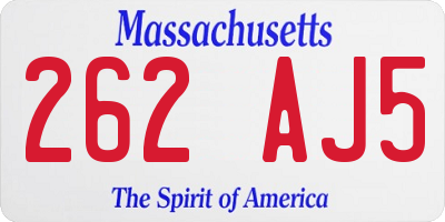 MA license plate 262AJ5