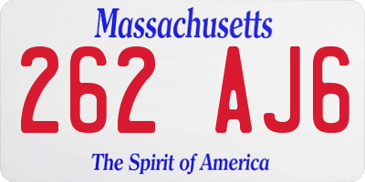 MA license plate 262AJ6