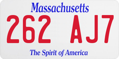 MA license plate 262AJ7