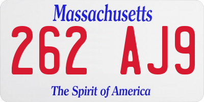 MA license plate 262AJ9