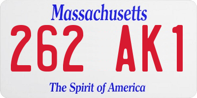 MA license plate 262AK1