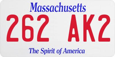MA license plate 262AK2