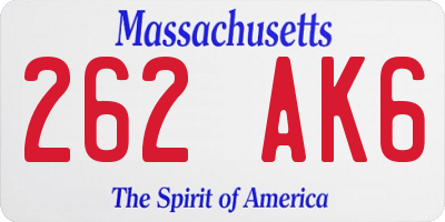MA license plate 262AK6