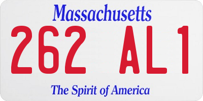 MA license plate 262AL1