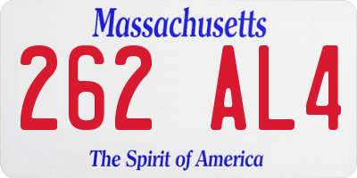 MA license plate 262AL4