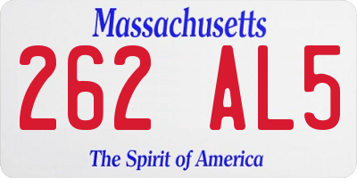 MA license plate 262AL5