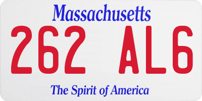 MA license plate 262AL6
