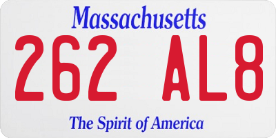 MA license plate 262AL8