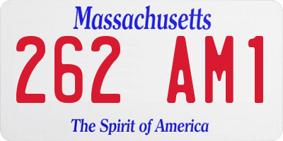 MA license plate 262AM1