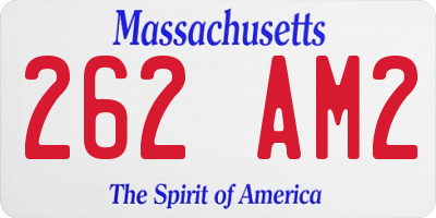 MA license plate 262AM2