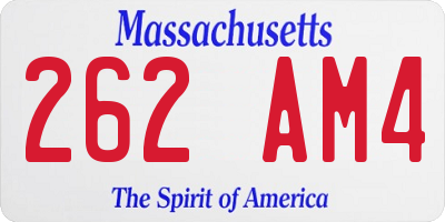 MA license plate 262AM4