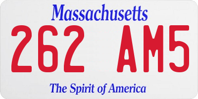 MA license plate 262AM5