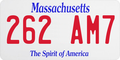 MA license plate 262AM7
