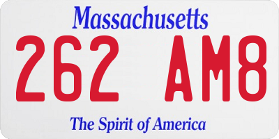 MA license plate 262AM8