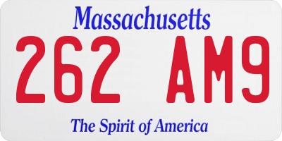 MA license plate 262AM9