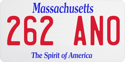 MA license plate 262AN0